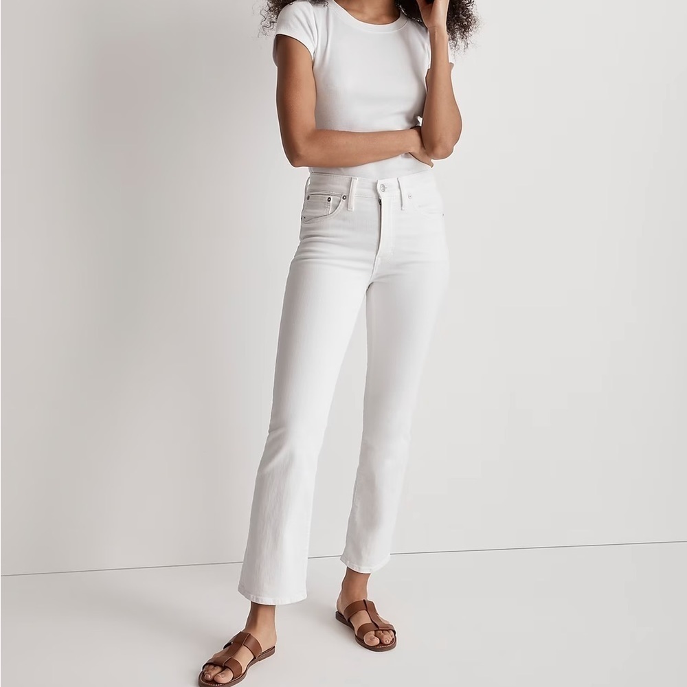 Madewell kick out crop jeans in white